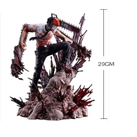 Jaycheen Chainsaw Man Anime Action Figurine 29 cm Denji Position debout Modèle PVC Statue Ornement Jouet Collection Cadeau