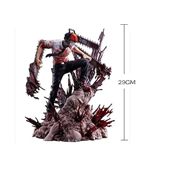 Jaycheen Chainsaw Man Anime Action Figurine 29 cm Denji Position debout Modèle PVC Statue Ornement Jouet Collection Cadeau