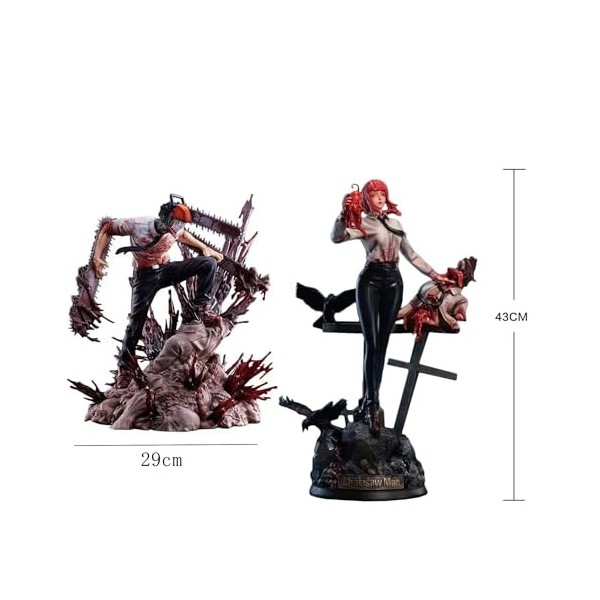 Gooyeh Lot de 2 figurines Makima et Denji Chainsaw Man Anime Figrue Modèle Collection Boutique Boxed Figruen Décoration dint