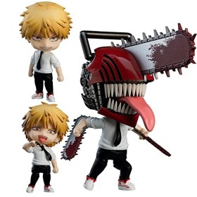 Chainsaw Man Figure Power Denji Q Version Action Figure 10 cm - Visage Interchangeable en PVC - Figurine de Bureau