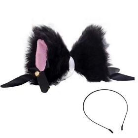 Doeheah Cosplay Oreilles de Chat Oreille de Chat Serre Tete Oreilles de Renard Peluche Chat Bandeau Accessoires pour Femmes F