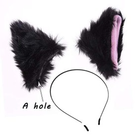 Doeheah Cosplay Oreilles de Chat Oreille de Chat Serre Tete Oreilles de Renard Peluche Chat Bandeau Accessoires pour Femmes F