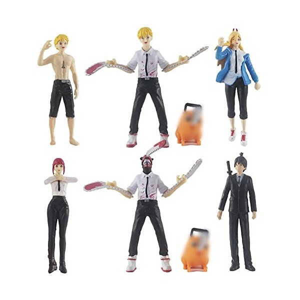 8pcs Tronçonneuse Figurines Statue de lhomme à la tronçonneuse statue du diable Démoniaque Garçon Chainsaw man figurine pers