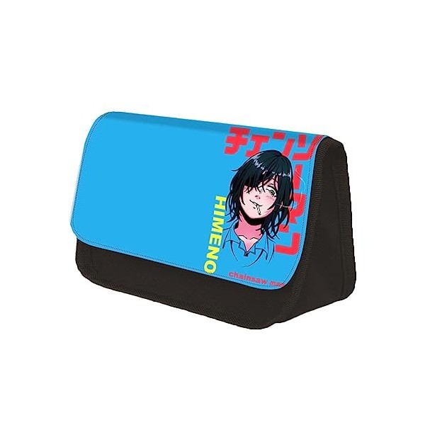 Dmspace Chainsaw Man Trousse à crayons double fermeture éclair Grande capacité Trousse à crayons avec fermeture éclair pour g