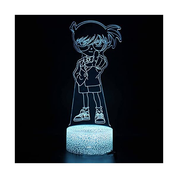 OraiK Veilleuse Detective Conan pour enfants, illusion 3D, 16 couleurs changeantes avec télécommande, décoration de chambre, 