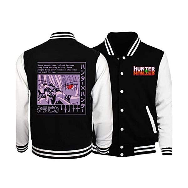 zhedu Hunter X Hunter Baseball Uniforme à Capuche Japon Anime Survêtement Hommes Bomber Veste Hiver Streetwear Harajuku XXS,