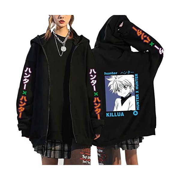 flowereyes Anime Hunter x Hunter Sweat à Capuche zippé Sweat Hisoka Cosplay Cardigan Sweat Killua Zoldyck Veste à Capuche déc
