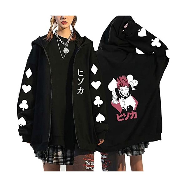 flowereyes Anime Hunter x Hunter Sweat à Capuche zippé Sweat Hisoka Cosplay Cardigan Sweat Killua Zoldyck Veste à Capuche déc