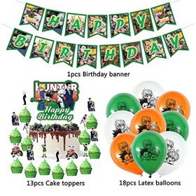 Décoration de Fête Anniversaire Hunterxhunter Ballons Bannière de Joyeux Anniversaire Topper de Gâteau pour Enfants Décor de 