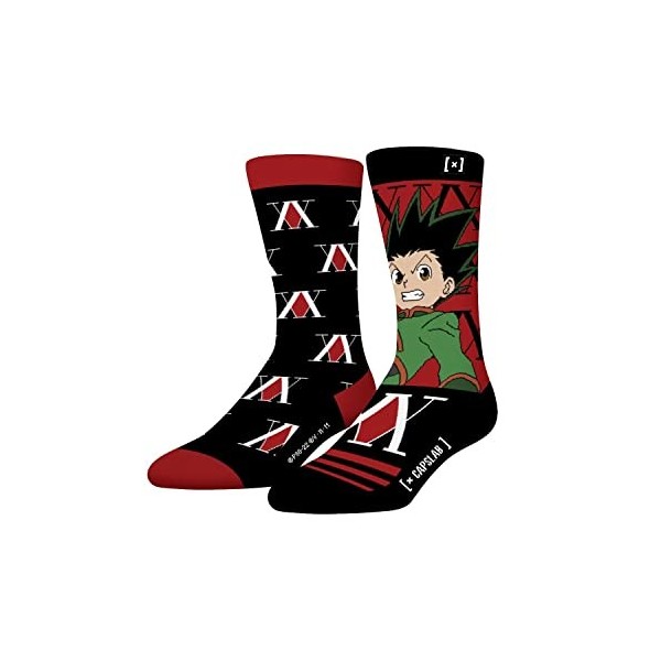 Chaussette Homme Hunter X Hunter Coton, 1 Paire de Chaussettes Fantaisie Homme Gon, Respirante et Douce, Noir, Rouge, Vert, T