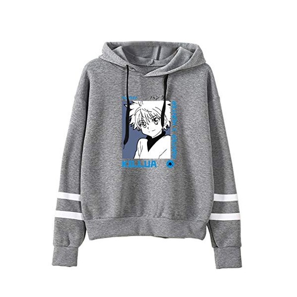 AMOMA Unisexe Hunter x Hunter Sweat à Capuche de Sport Loisirs à Manches Longues Gon Killua Hisoka Imprimé Sweat XS,KilluaDri
