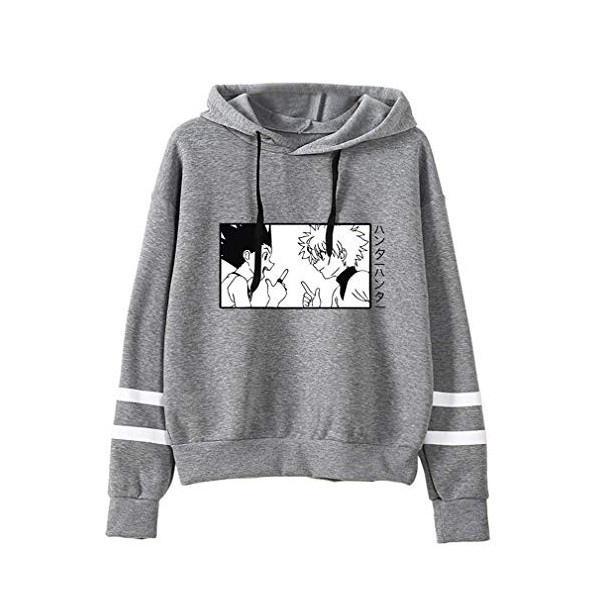 AMOMA Unisexe Hunter x Hunter Sweat à Capuche de Sport Loisirs à Manches Longues Gon Killua Hisoka Imprimé Sweat XS,KilluaDri