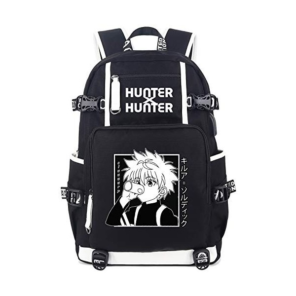 Roffatide Anime Killua Zoldyck Sac à dos pour ordinateur portable pour Hunter x Hunter avec port de charge USB et port casque
