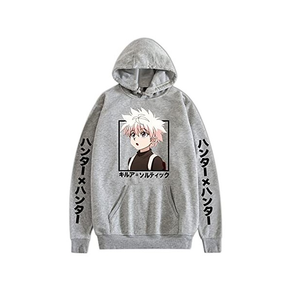 Hommes Femmes Anime Hunter x Hunter Killua Sweat à Capuche Dessin animé à Manches Longues Sweat Pull imprimé Killua Zoldyck H