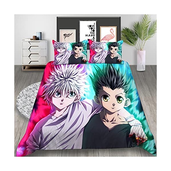 PTNQAZ Anime Hunter X Hunter Parure de lit avec housse de couette imprimée 3D pour enfants, lit simple, queen size, king size