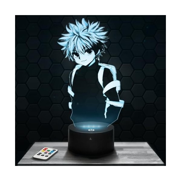 Lampe de chevet, Veilleuse Tactile Kirua - Hunter Lampe 3D LED illusion, Idée cadeau Noël anniversaire garçon et fille Lampe 