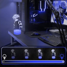 Lampe de chevet, Veilleuse Tactile Kirua - Hunter Lampe 3D LED illusion, Idée cadeau Noël anniversaire garçon et fille Lampe 