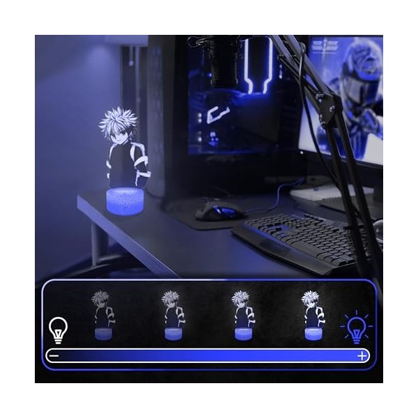 Lampe de chevet, Veilleuse Tactile Kirua - Hunter Lampe 3D LED illusion, Idée cadeau Noël anniversaire garçon et fille Lampe 