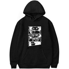 OLIPHEE Homme Sweat à Capuche Imprimé Graffiti Hoodie Ado Veste Manches Longues Pull Casual 01noir-1 XS