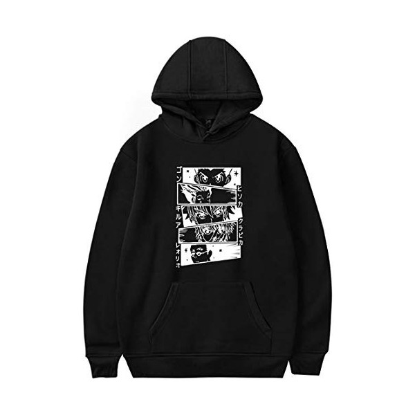 OLIPHEE Homme Sweat à Capuche Imprimé Graffiti Hoodie Ado Veste Manches Longues Pull Casual 01noir-1 XS