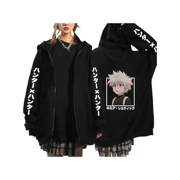 zhedu Hunter X Hunter Cardigan Zippé HxH Manga À Capuche Killua Zoldyck Vêtements Imprimés À Manches Longues Y2k Anime Unisex