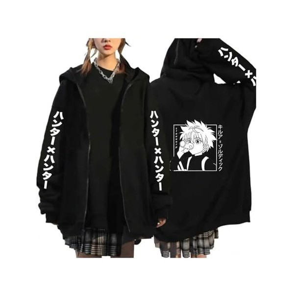 zhedu Hunter X Hunter Cardigan Zippé HxH Manga À Capuche Killua Zoldyck Vêtements Imprimés À Manches Longues Y2k Anime Unisex