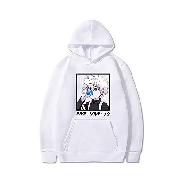 Hommes Femmes Anime Hunter x Hunter Killua Sweat à Capuche Dessin animé à Manches Longues Sweat Pull imprimé Killua Zoldyck
