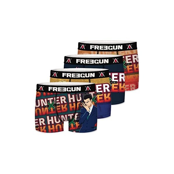 FREEGUN Boxer Homme Hunter X Hunter, Caleçon Homme Original, Doux et Respirant Lot de 4 , Multicolore, Taille L