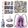 HERMJ Coffret Cadeau Demon Slayer,54 Pcs Cadeau Demon Slayer avec Sac à Dos avec Cordon de Serrage, Autocollants,Porte CléS,B