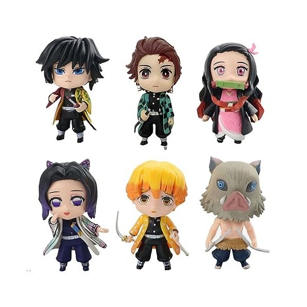 SPIRTUDE Figurines Demon Slayer, Lot de 6 Figurines daction Anime, Figurines zenitus rengoku Shinobu de Sugi tanijiro Figuri