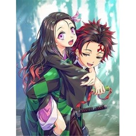 DVBQQWE Kit de peinture diamant 5D pour adultes Demon Slayer - Peinture diamant avec diamants - Kit de peinture par numéro av