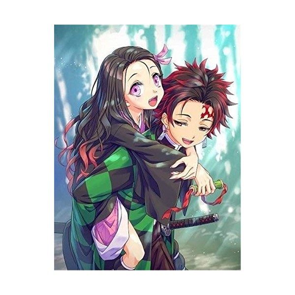 DVBQQWE Kit de peinture diamant 5D pour adultes Demon Slayer - Peinture diamant avec diamants - Kit de peinture par numéro av