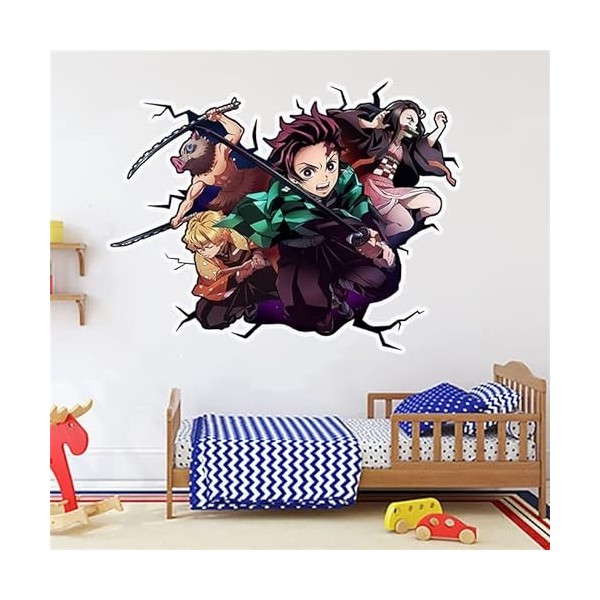 Grenric Autocollant mural Demon Slayer pour chambre denfant - Décoration murale autocollante - Pour fête danniversaire