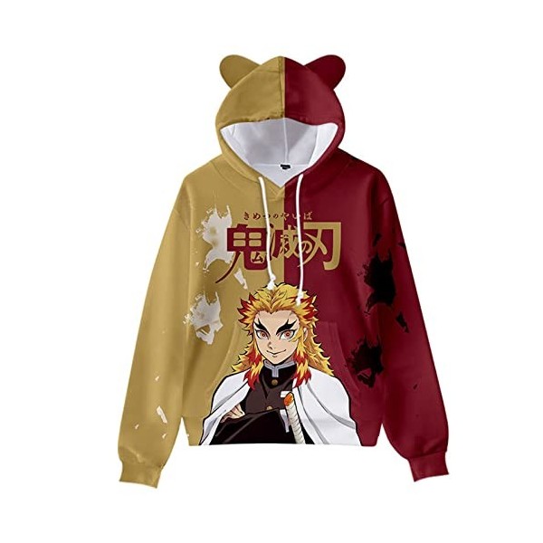 Demon Slayer Cosplay Costume Sweats Mignon Chat Oreille Sweats 3D Imprimé Dessin Animé Anime À Capuche Harajuku Streetwear Ka