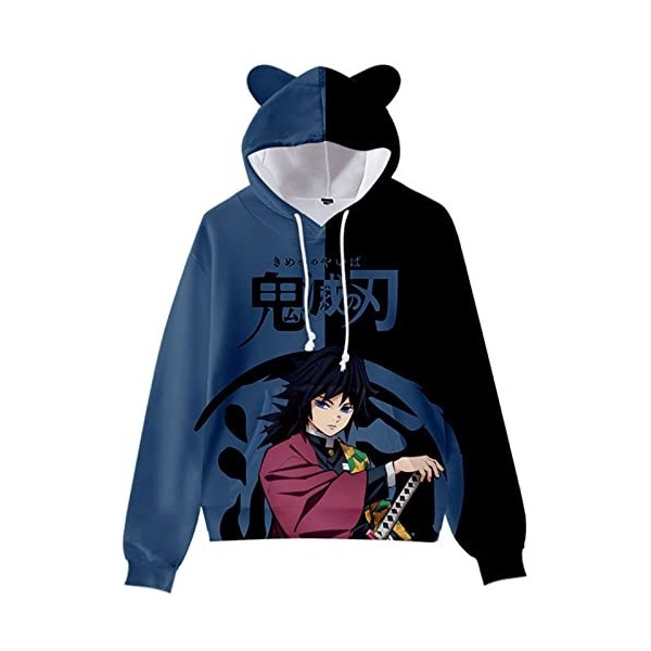 Demon Slayer Cosplay Costume Sweats Mignon Chat Oreille Sweats 3D Imprimé Dessin Animé Anime À Capuche Harajuku Streetwear Ka