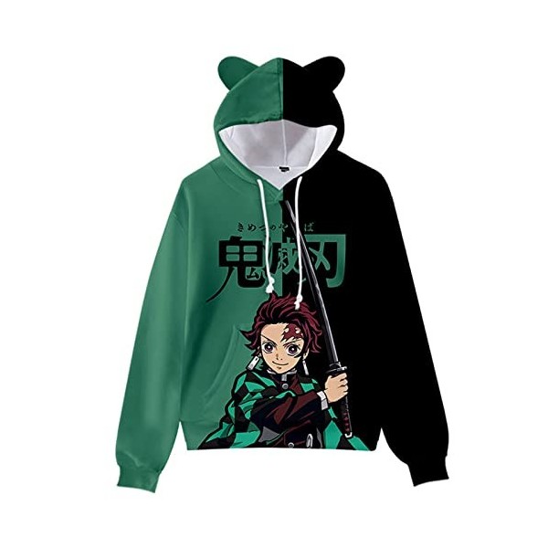 Demon Slayer Cosplay Costume Sweats Mignon Chat Oreille Sweats 3D Imprimé Dessin Animé Anime À Capuche Harajuku Streetwear Ka