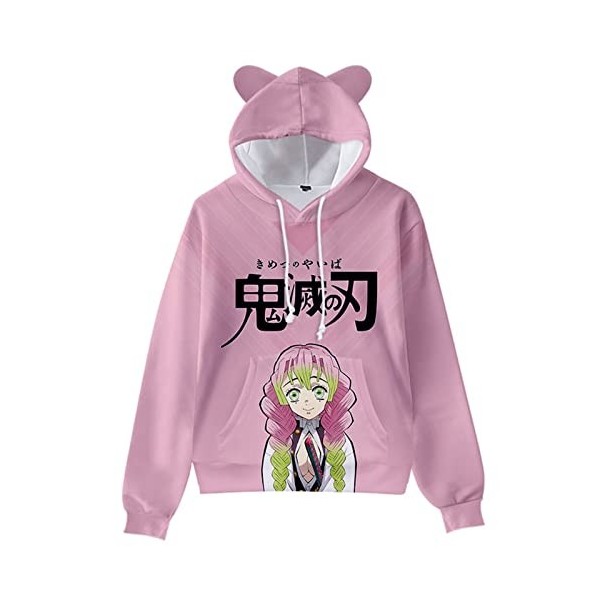 Demon Slayer Cosplay Costume Sweats Mignon Chat Oreille Sweats 3D Imprimé Dessin Animé Anime À Capuche Harajuku Streetwear Ka