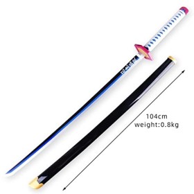 IXIM Epee en Demon Slayer Katana 104cm/41in Samurai Ninja Wooden Sword Arme pour Kamado Tanjiro, Enfants Replique Epee Sabre 