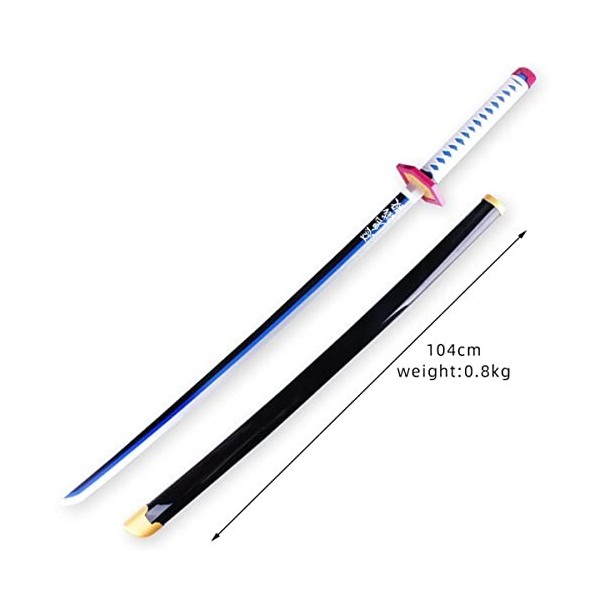IXIM Epee en Demon Slayer Katana 104cm/41in Samurai Ninja Wooden Sword Arme pour Kamado Tanjiro, Enfants Replique Epee Sabre 