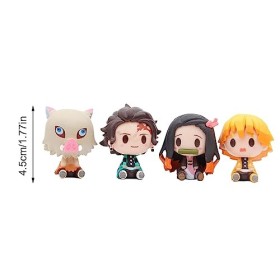 4PCS Demon Slayer Action Figurine | Mini Figurine Demon Slayer | Q Version Tanjiro Nezuko Inosuke Zenitsu Doll | Statue Dact