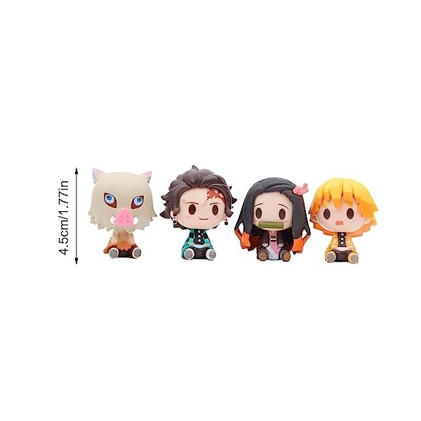 4PCS Demon Slayer Action Figurine | Mini Figurine Demon Slayer | Q Version Tanjiro Nezuko Inosuke Zenitsu Doll | Statue Dact