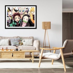 QENSPE Peinture Diamant 5D Adulte Demon Slayer Diamond Painting Complet Dessin Animé Diamant Art Painting Kit, DIY Broderie D