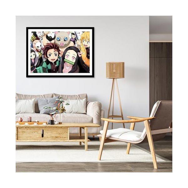 QENSPE Peinture Diamant 5D Adulte Demon Slayer Diamond Painting Complet Dessin Animé Diamant Art Painting Kit, DIY Broderie D