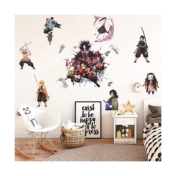 Autocollants muraux Demon Slayer pour chambre denfant, décoration murale darrière-plan de lanime, poster autocollant pour 