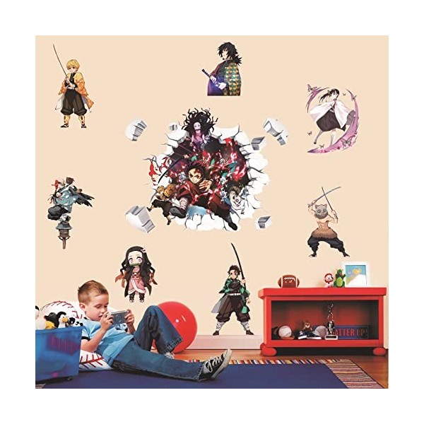 Autocollants muraux Demon Slayer pour chambre denfant, décoration murale darrière-plan de lanime, poster autocollant pour 