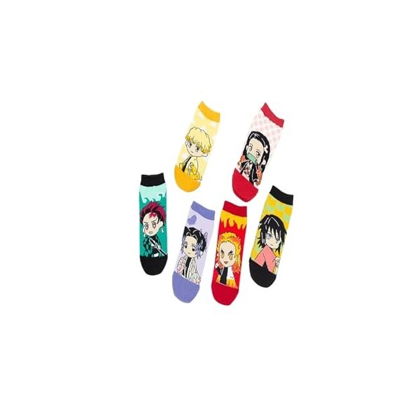 GuoqiaikSTO 4Pièces Chaussette Demon Slayer,Chaussettes Anime,Demon Slayer Coffret.Chaussette Femme Fantaisie.Le cadeau pour 