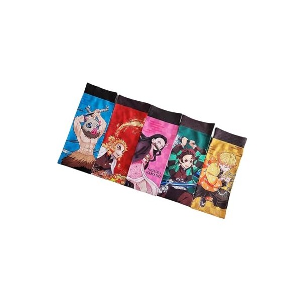 GuoqiaikSTO 4Pièces Chaussette Demon Slayer,Chaussettes Anime,Demon Slayer Coffret.Chaussette Femme Fantaisie.Le cadeau pour 