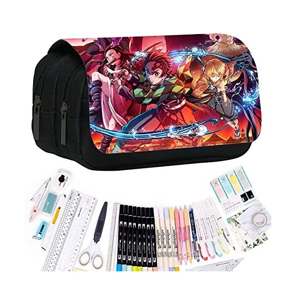 BESTZY Demon Slayer Trousse à Crayons, 3D Étui à Crayons Demon Slayer Sac a Crayons Grande Capacité Enfants Sac de Papeterie,