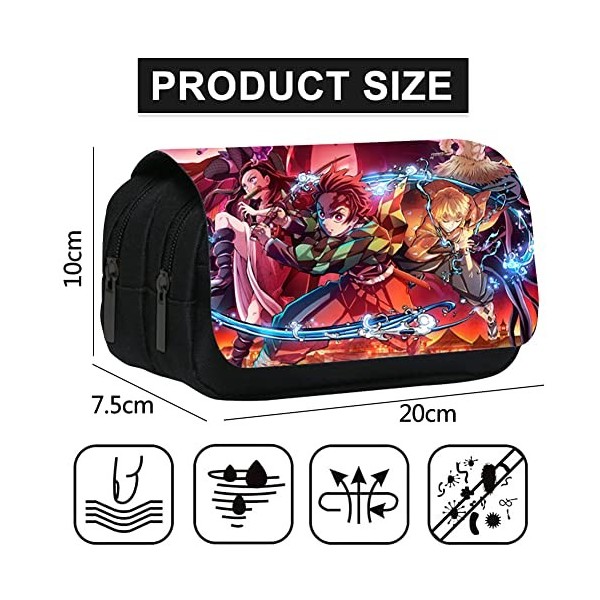 BESTZY Demon Slayer Trousse à Crayons, 3D Étui à Crayons Demon Slayer Sac a Crayons Grande Capacité Enfants Sac de Papeterie,