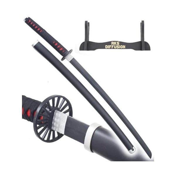 Demon Slayer Katana Tout en Bois Lame en Bois Kamado Epee Tanjiro Sabre Decoration Katana Tanjiro Kimetsu No Yaiba Cosplay + 